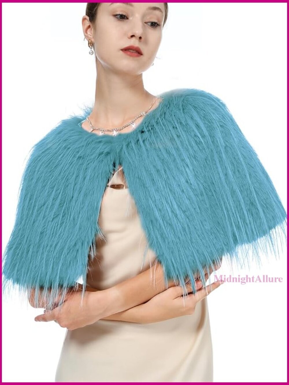 Faux Fur Shoulder Shawl Wrap Capelet for Women Wedding Party Winter